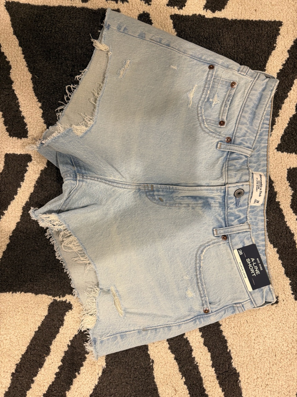 Abercrombie & Fitch Light Blue Distressed Denim Shorts